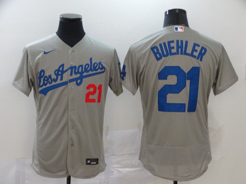 Men Los Angeles Dodgers 21 Buehler Grey Nike Elite MLB Jerseys